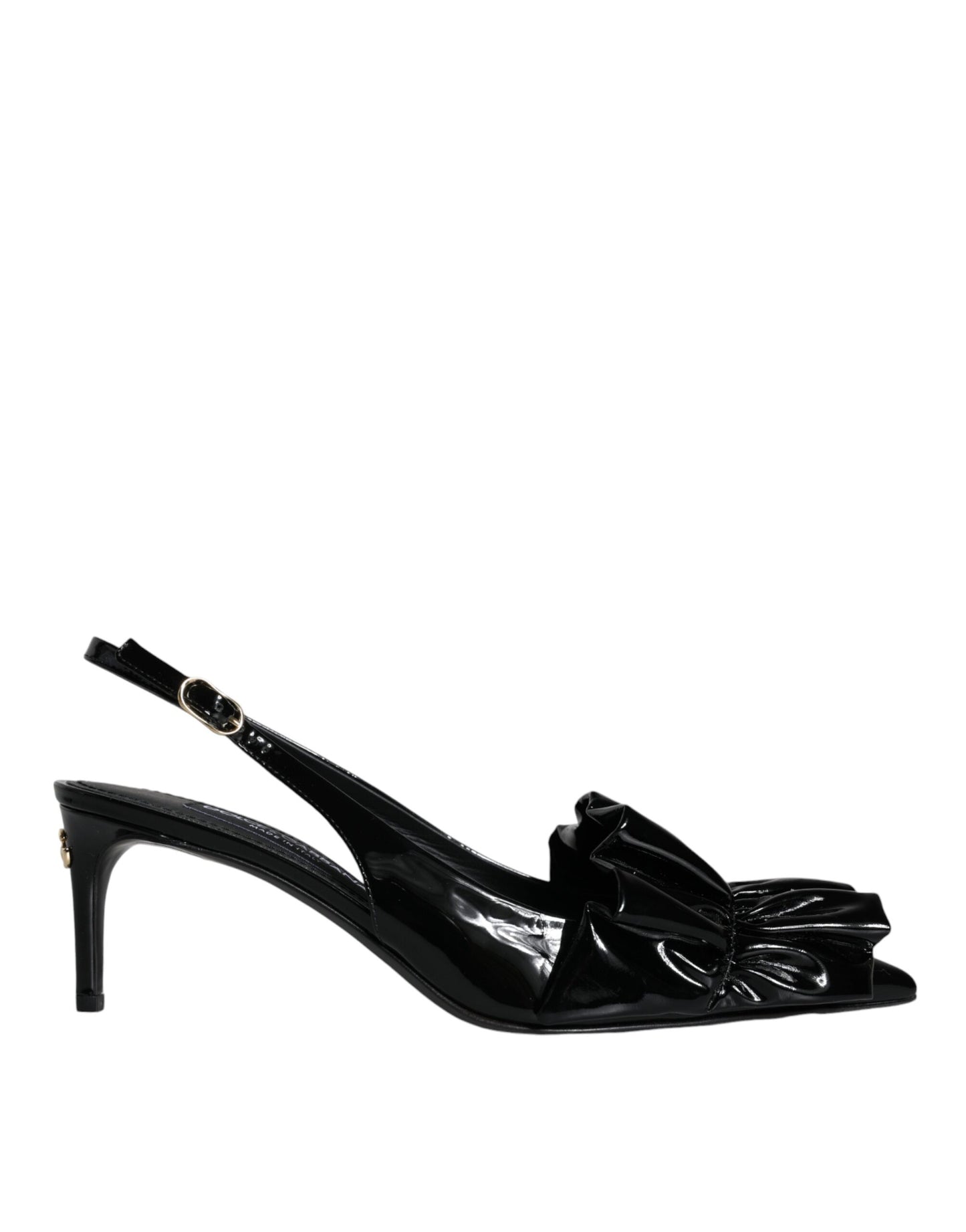 Chaussures à talons et bride arrière en cuir verni noir Dolce &amp; Gabbana