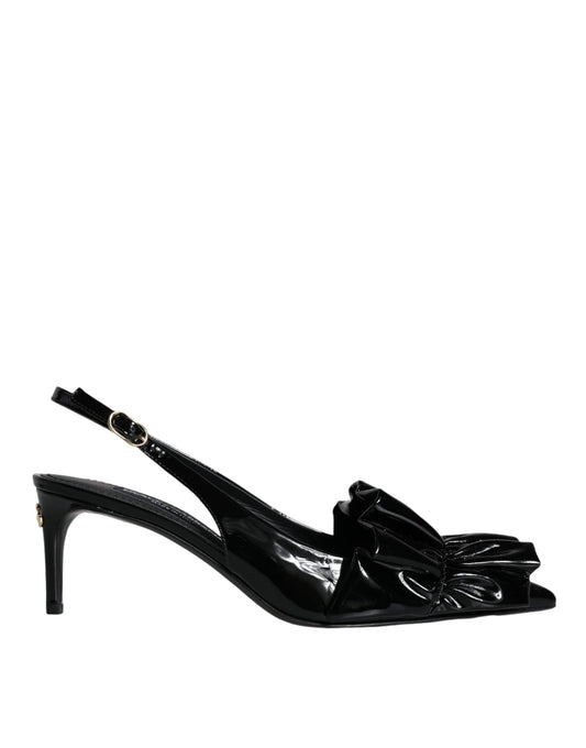 Chaussures à talons et bride arrière en cuir verni noir Dolce &amp; Gabbana
