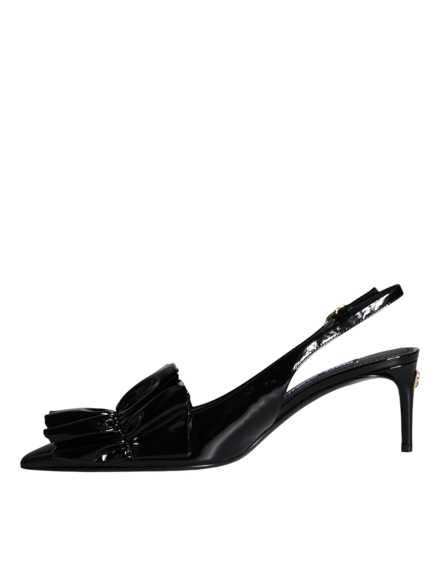 Chaussures à talons et bride arrière en cuir verni noir Dolce &amp; Gabbana