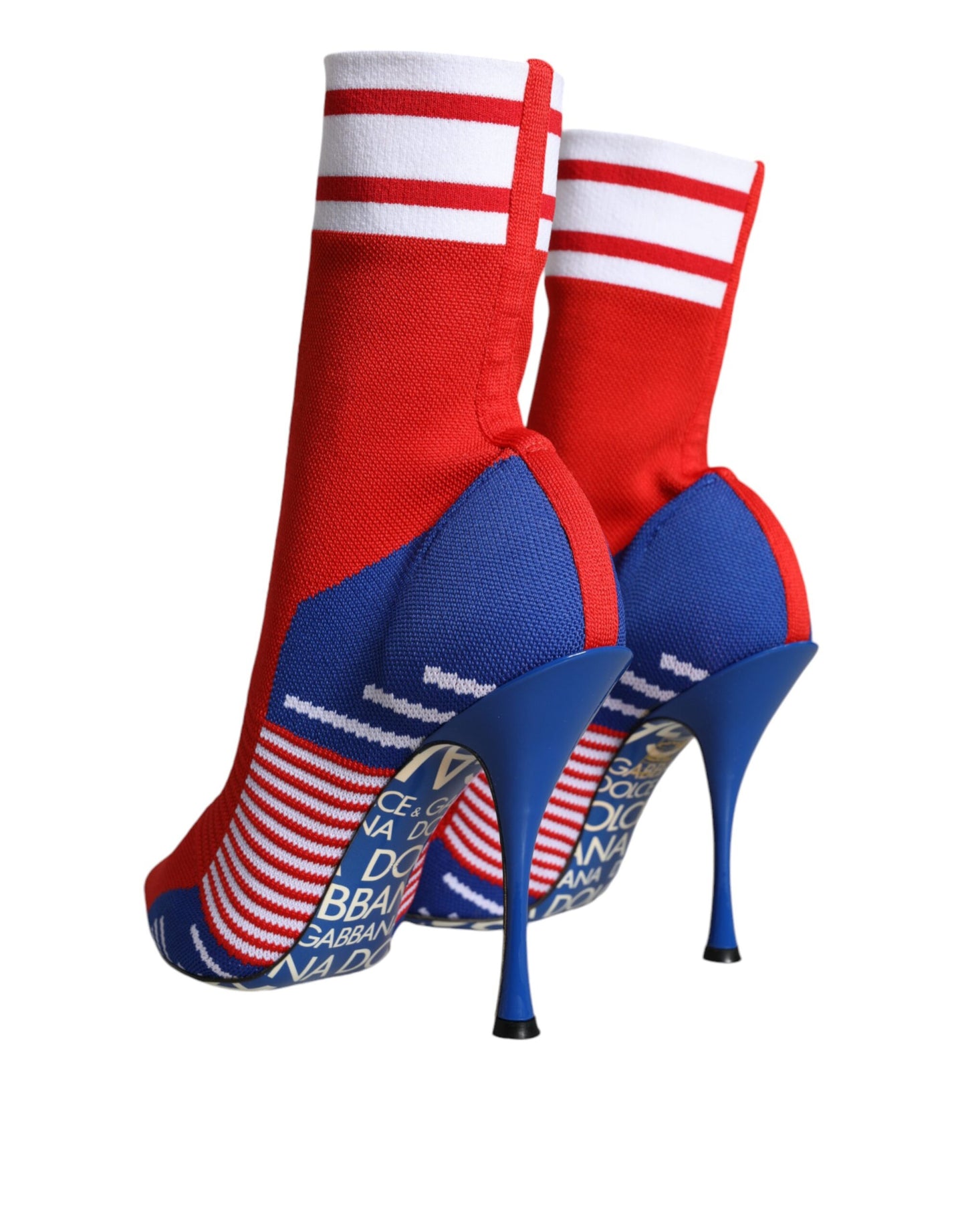 Bottines extensibles style chaussettes Dolce &amp; Gabbana rouges et bleues avec logo