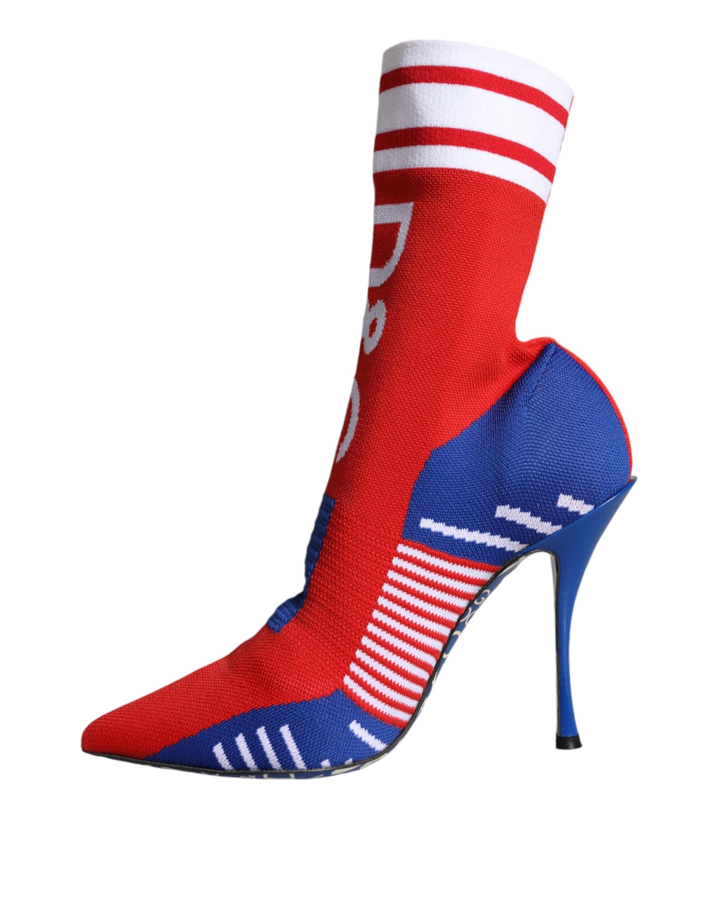 Bottines extensibles style chaussettes Dolce &amp; Gabbana rouges et bleues avec logo
