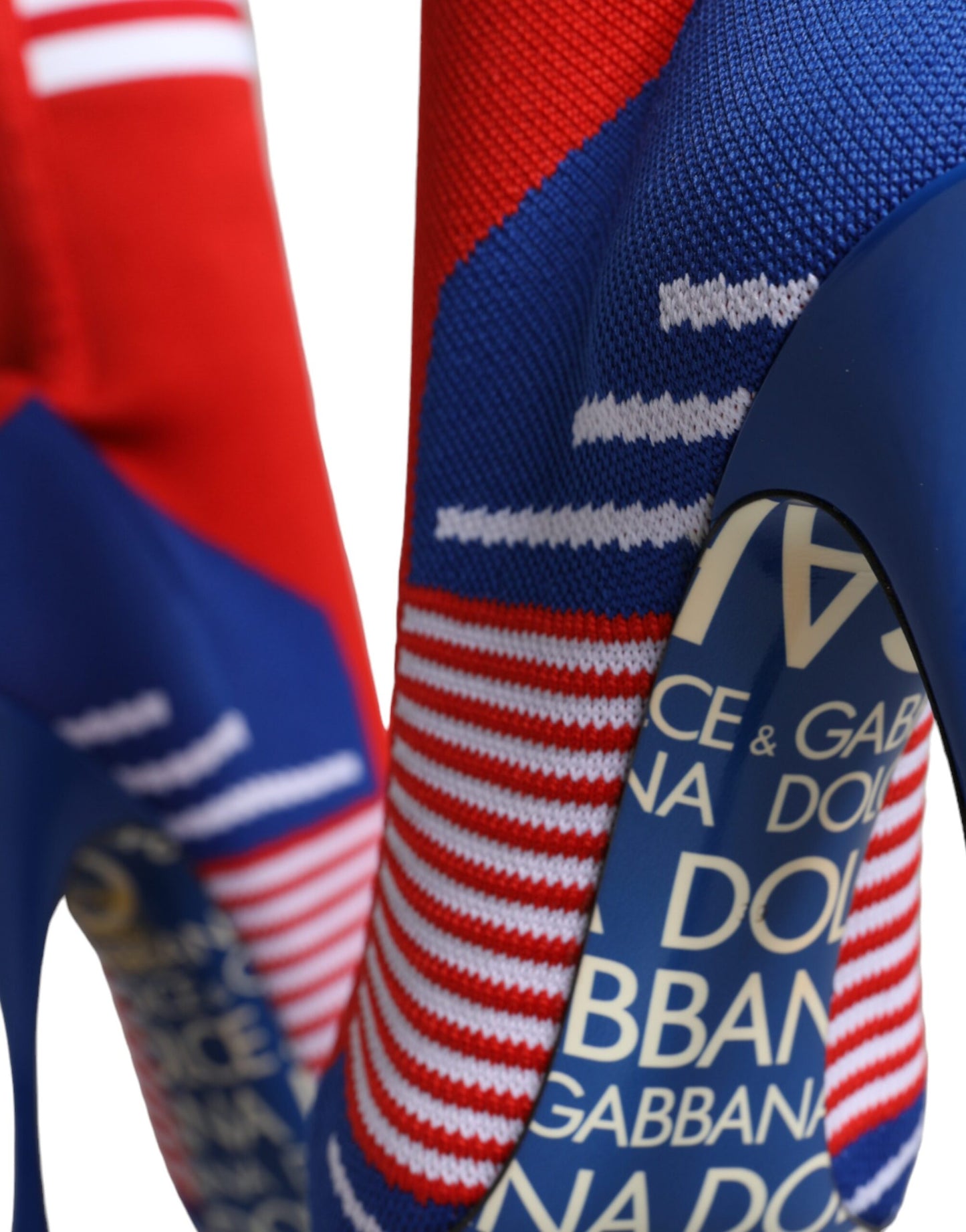 Bottines extensibles style chaussettes Dolce &amp; Gabbana rouges et bleues avec logo