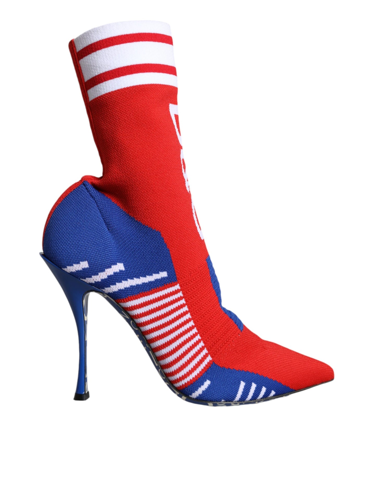 Bottines extensibles style chaussettes Dolce &amp; Gabbana rouges et bleues avec logo