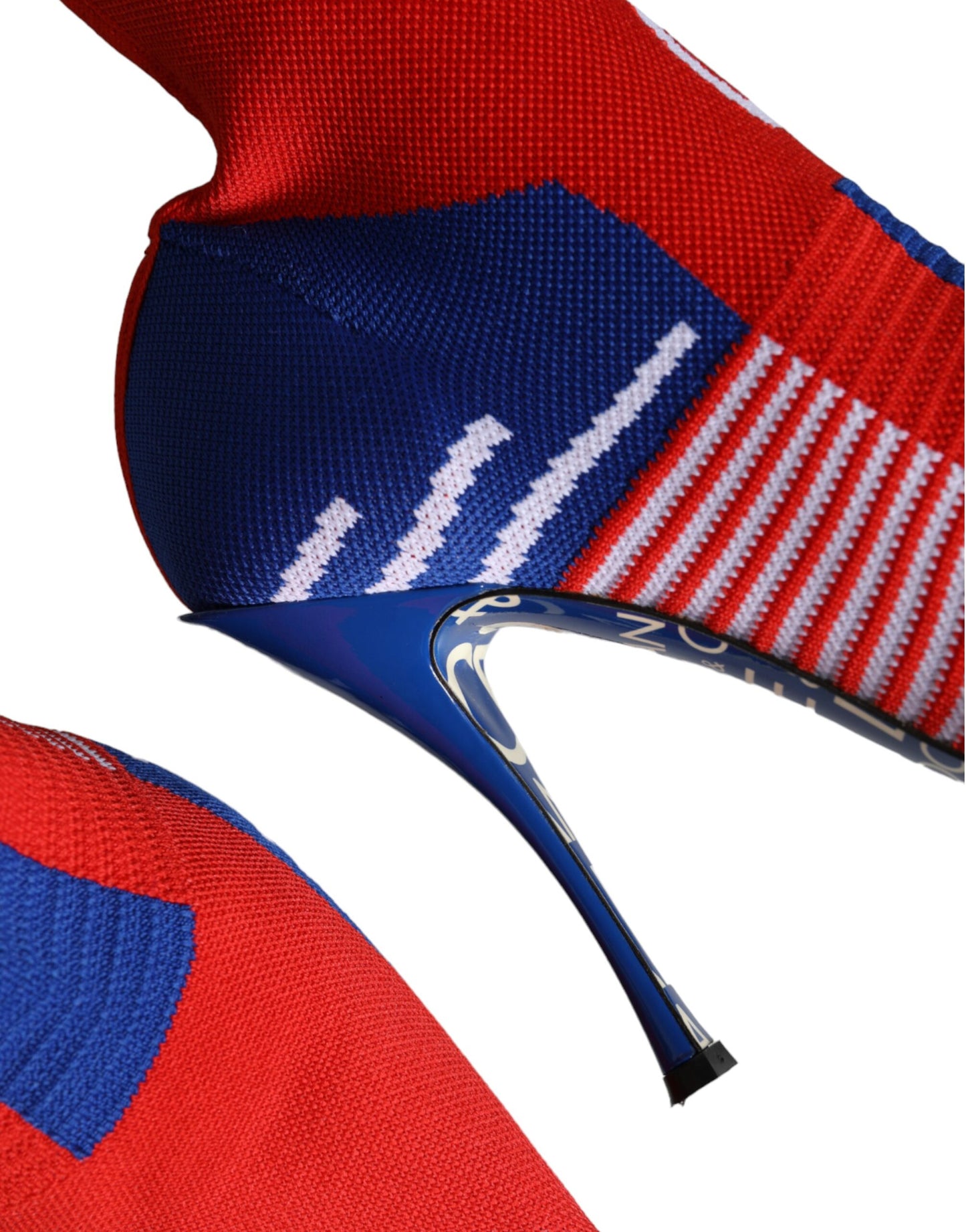 Bottines extensibles style chaussettes Dolce &amp; Gabbana rouges et bleues avec logo