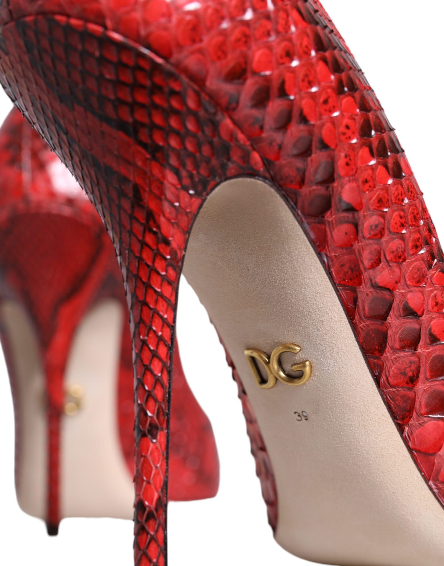 Escarpins à talons aiguilles en cuir rouge Dolce &amp; Gabbana