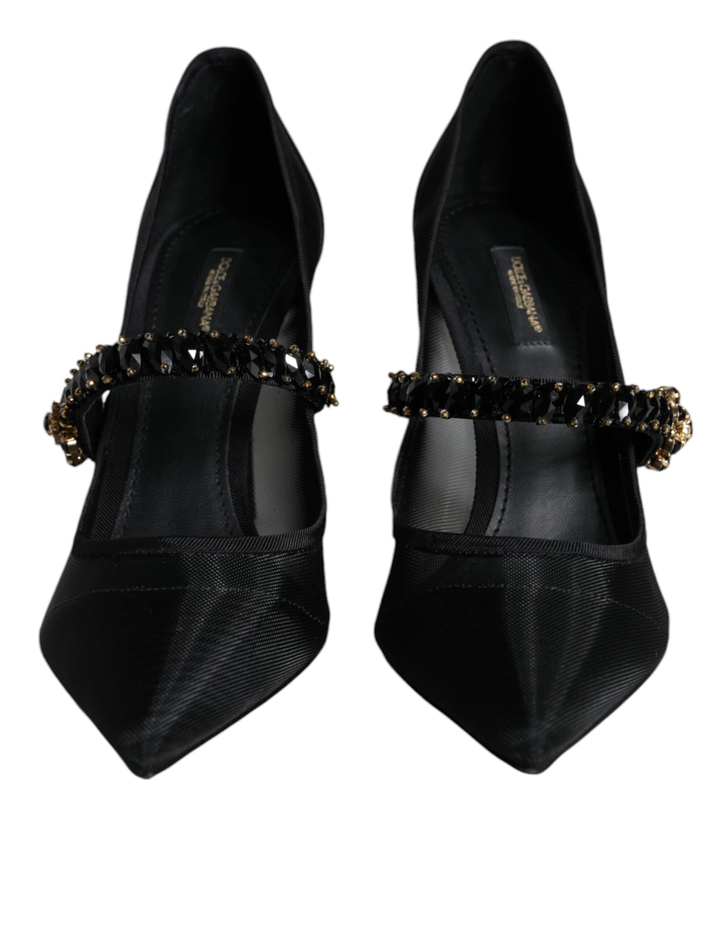 Escarpins Dolce &amp; Gabbana en maille noire Mary Jane à talons en cristal