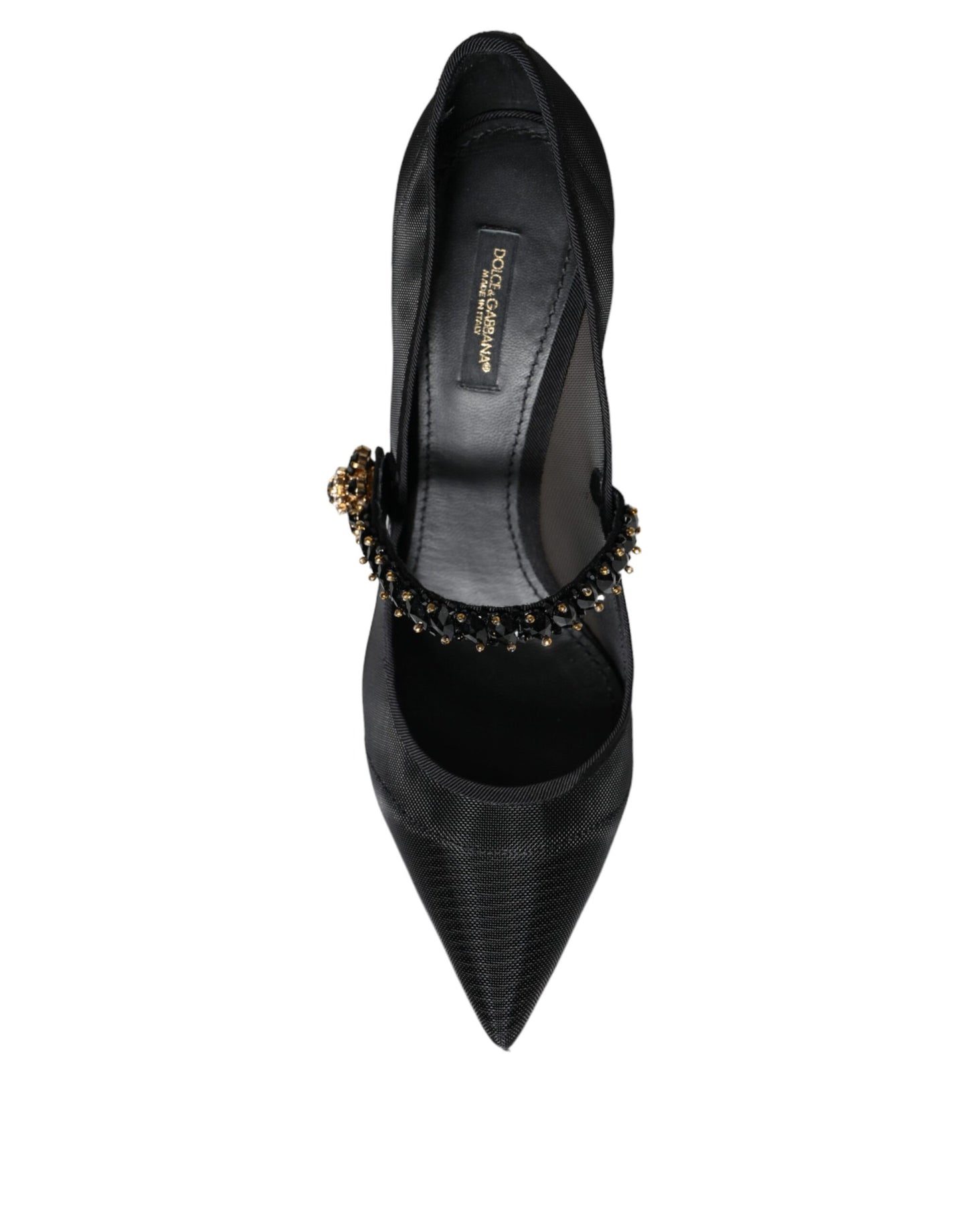 Escarpins Dolce &amp; Gabbana en maille noire Mary Jane à talons en cristal