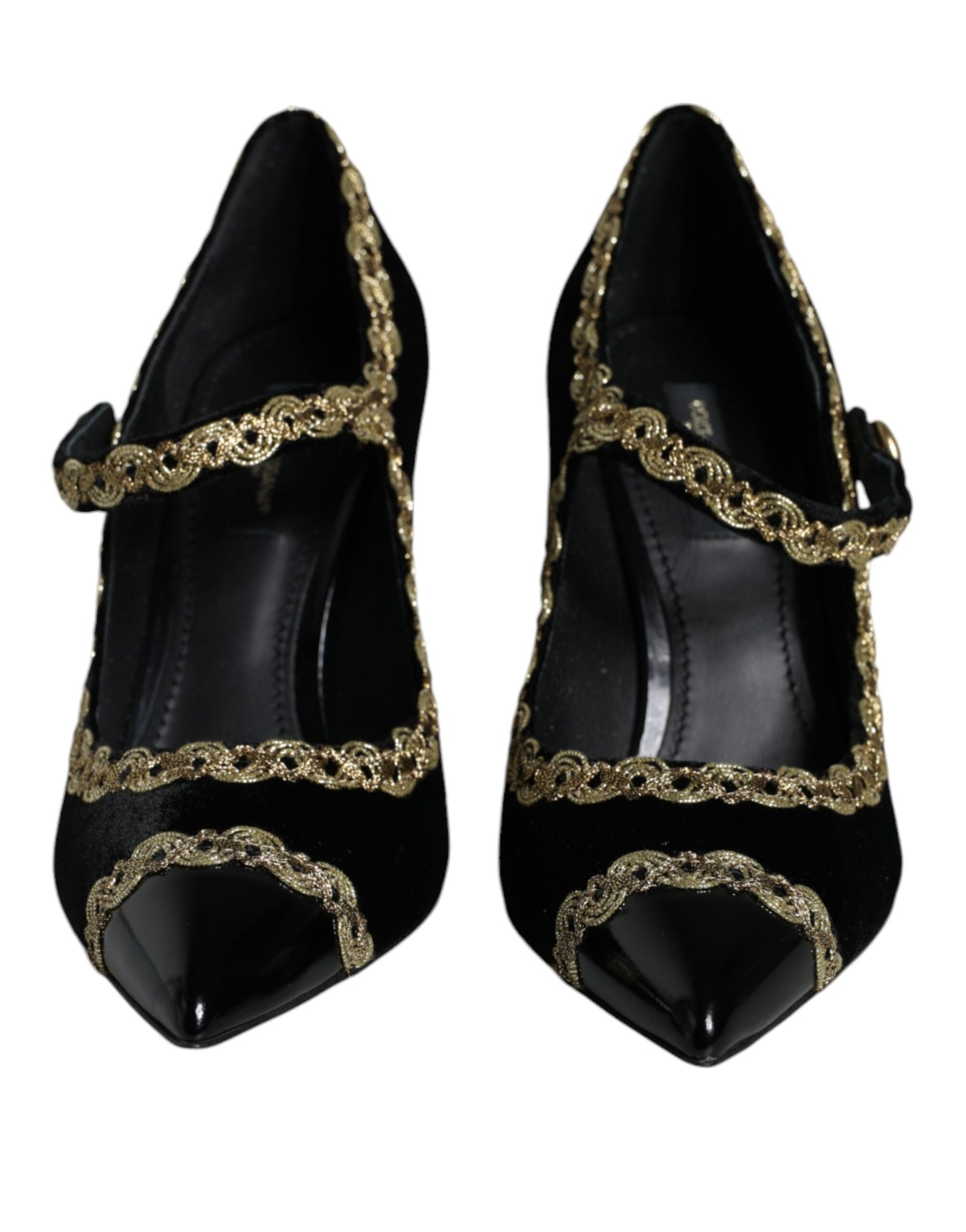 Escarpins Dolce &amp; Gabbana Mary Janes noirs en velours doré