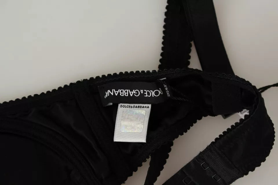 Soutien-gorge balconnet en dentelle de soie noire Dolce &amp; Gabbana