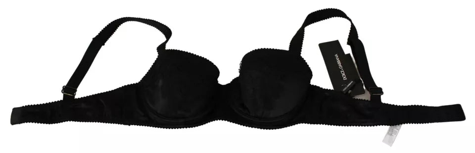 Soutien-gorge balconnet en dentelle de soie noire Dolce &amp; Gabbana