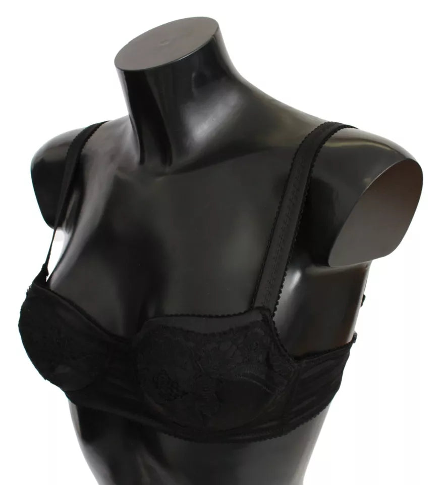Soutien-gorge balconnet en dentelle de soie noire Dolce &amp; Gabbana