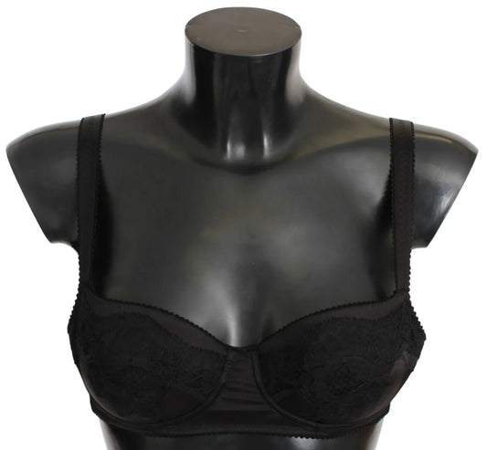 Soutien-gorge balconnet en dentelle de soie noire Dolce &amp; Gabbana