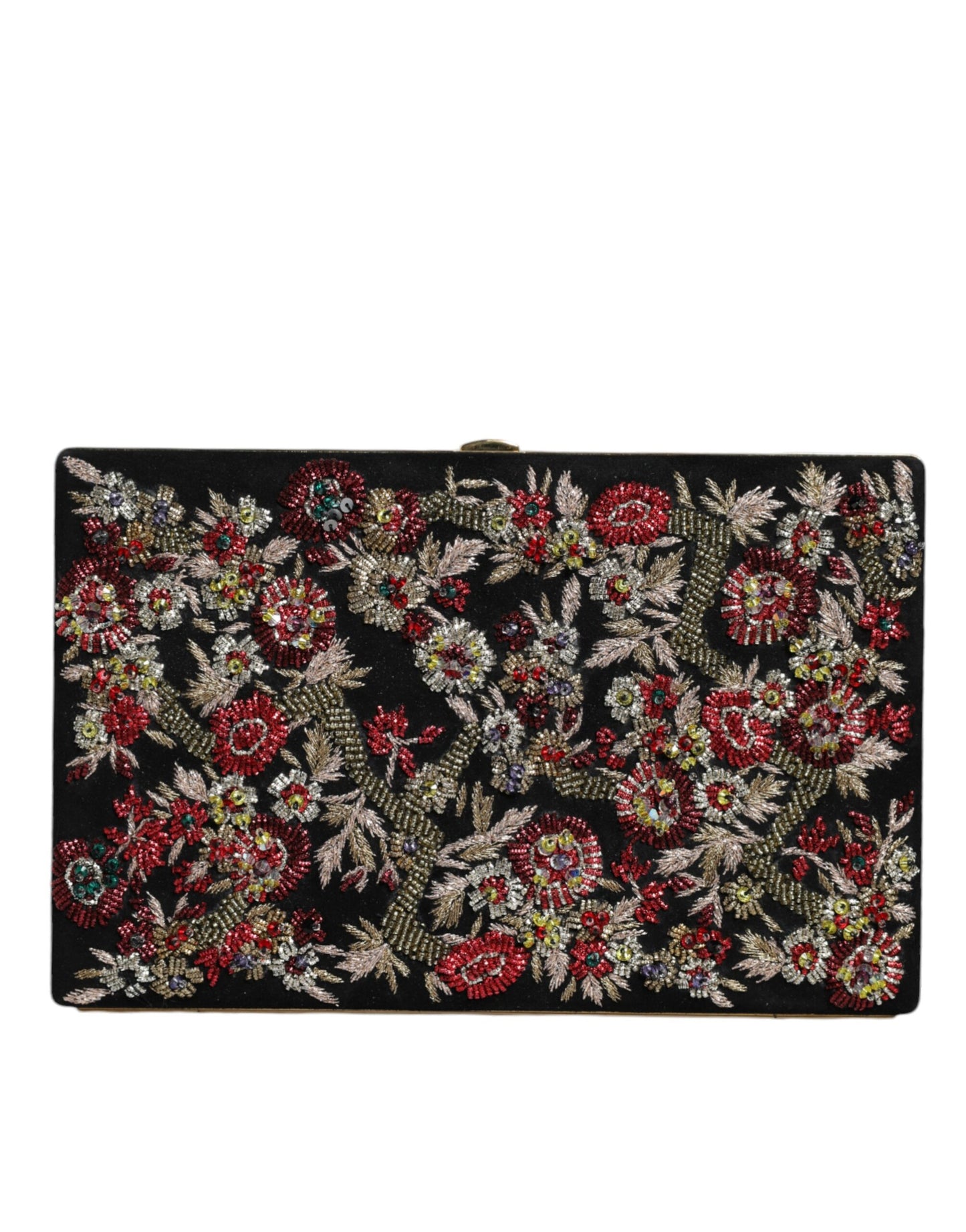 Sac à main de soirée Dolce &amp; Gabbana à motif floral multicolore et cadre doré