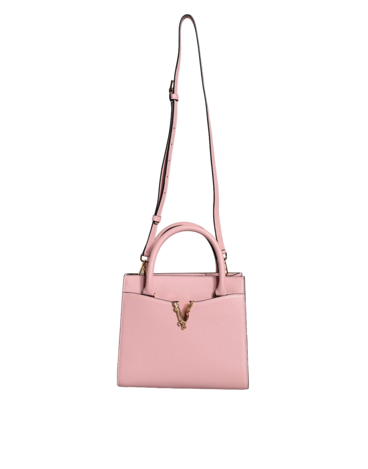 Petit sac bandoulière Versace en cuir de veau grainé rose