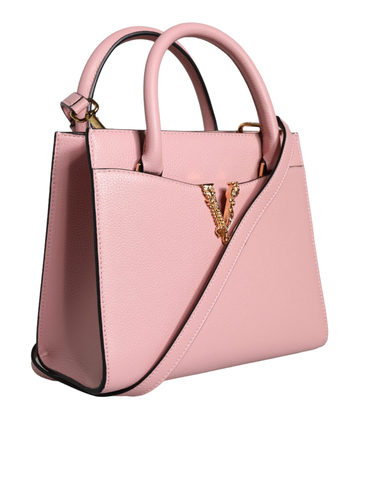 Petit sac bandoulière Versace en cuir de veau grainé rose