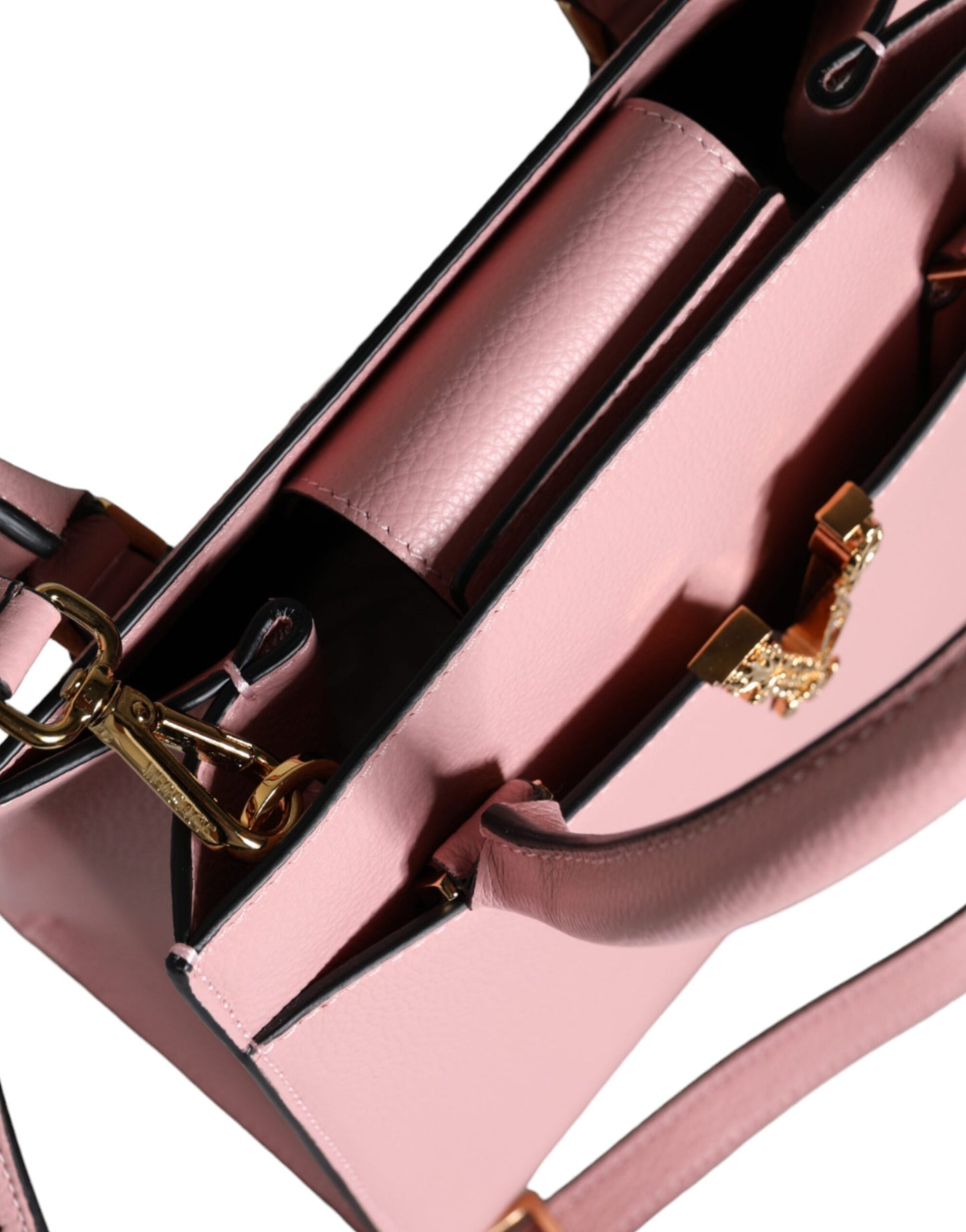 Petit sac bandoulière Versace en cuir de veau grainé rose
