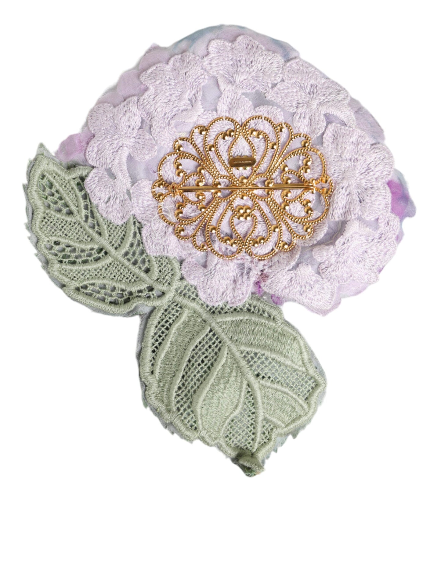Broche en laiton doré à motif hortensia multicolore Dolce &amp; Gabbana