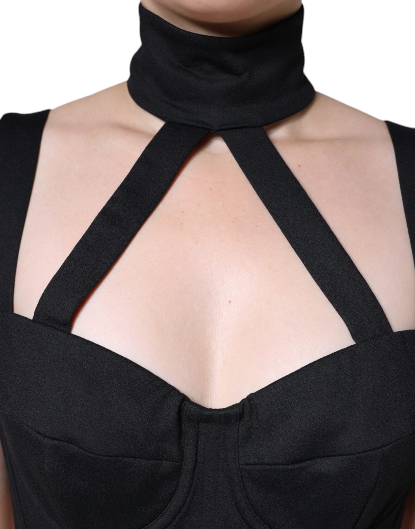 Robe courte moulante noire sans manches à découpes Dolce &amp; Gabbana