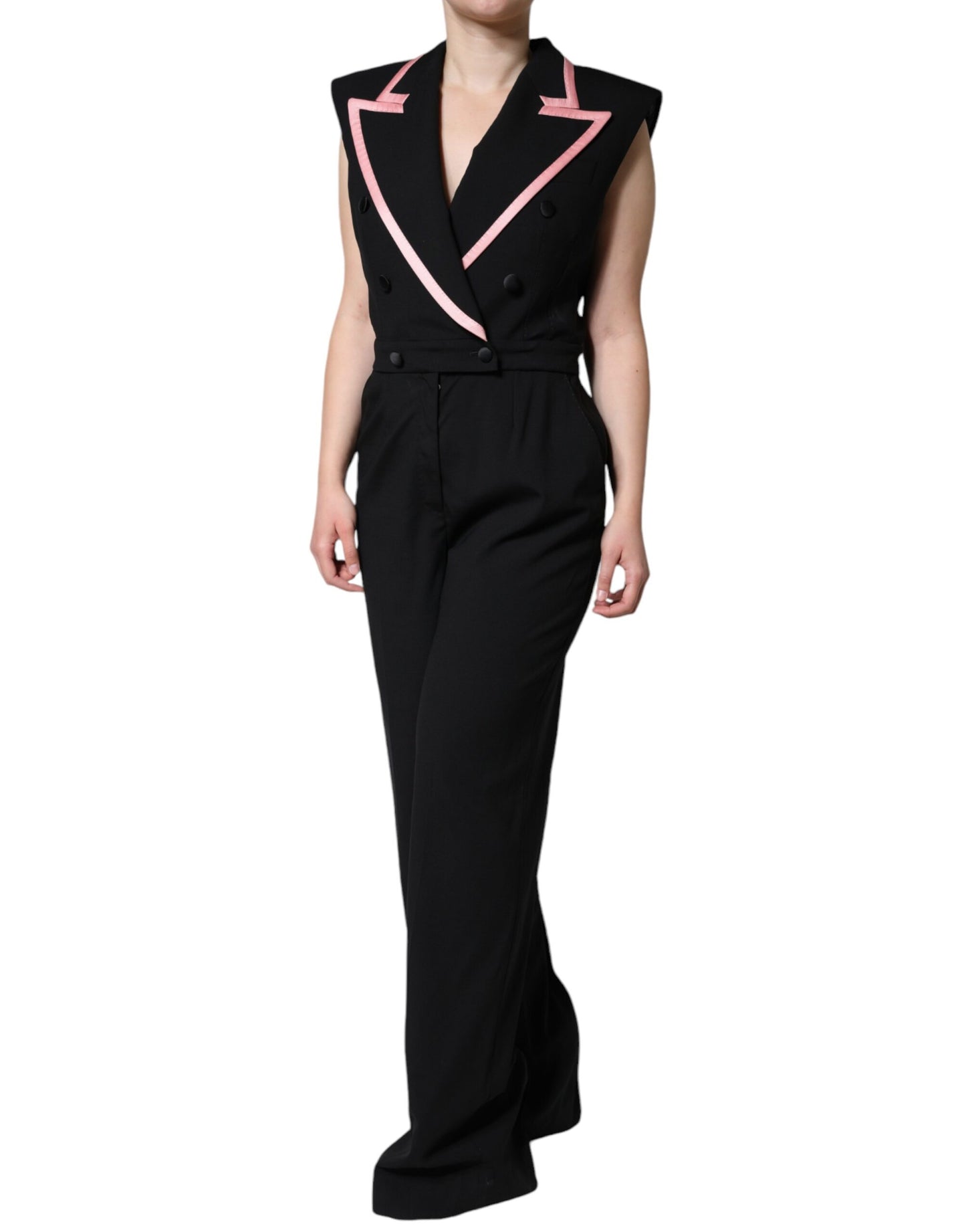 Robe combinaison sans manches en laine mélangée noire Dolce &amp; Gabbana