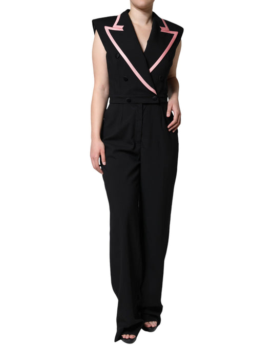 Robe combinaison sans manches en laine mélangée noire Dolce &amp; Gabbana