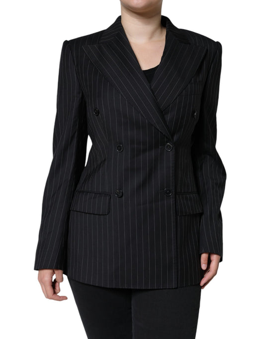 Dolce &amp; Gabbana Veste manteau croisée à rayures noires