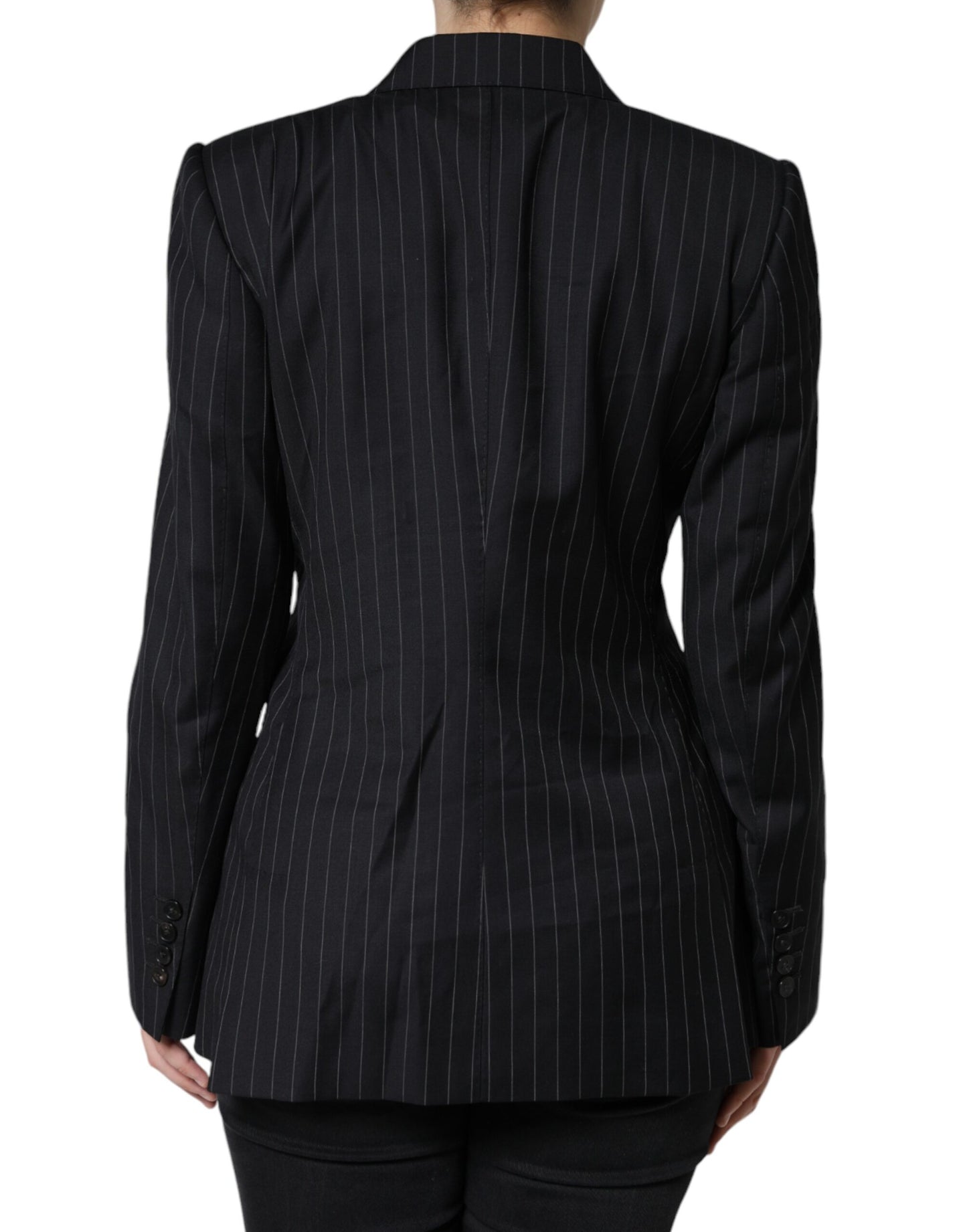 Dolce &amp; Gabbana Veste manteau croisée à rayures noires