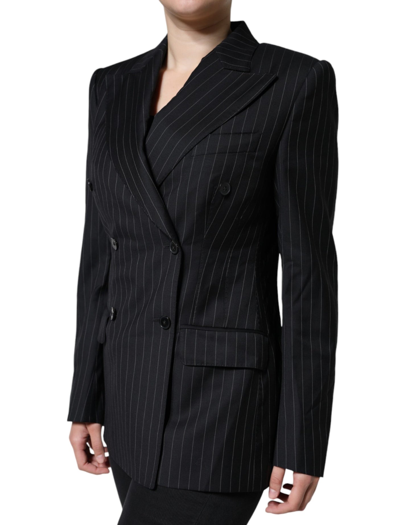Dolce &amp; Gabbana Veste manteau croisée à rayures noires
