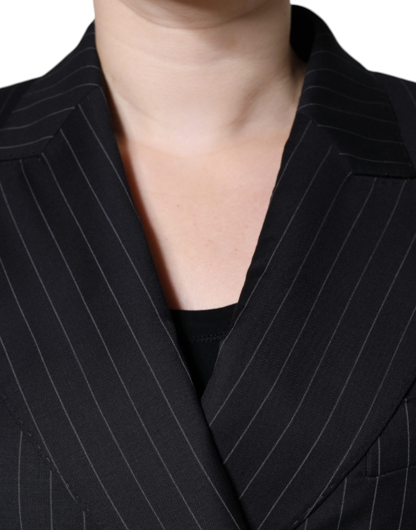 Dolce &amp; Gabbana Veste manteau croisée à rayures noires