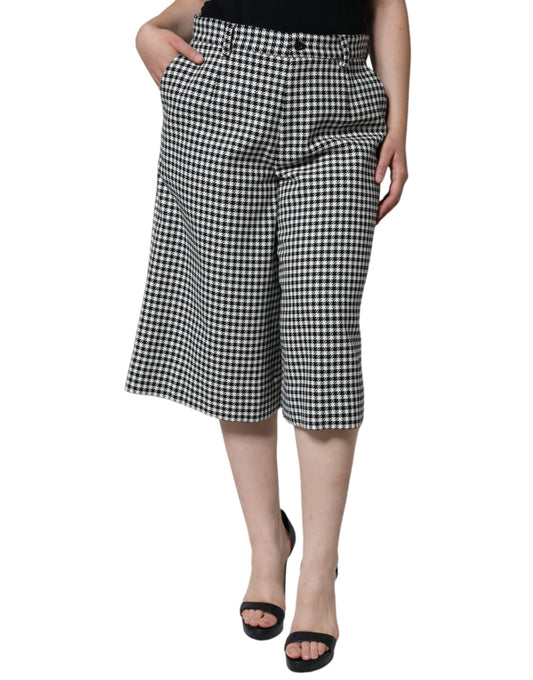 Pantalon large court à motif pied-de-poule noir et blanc Dolce &amp; Gabbana