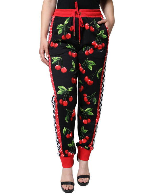 Pantalon de jogging taille moyenne Dolce &amp; Gabbana noir rouge cerise