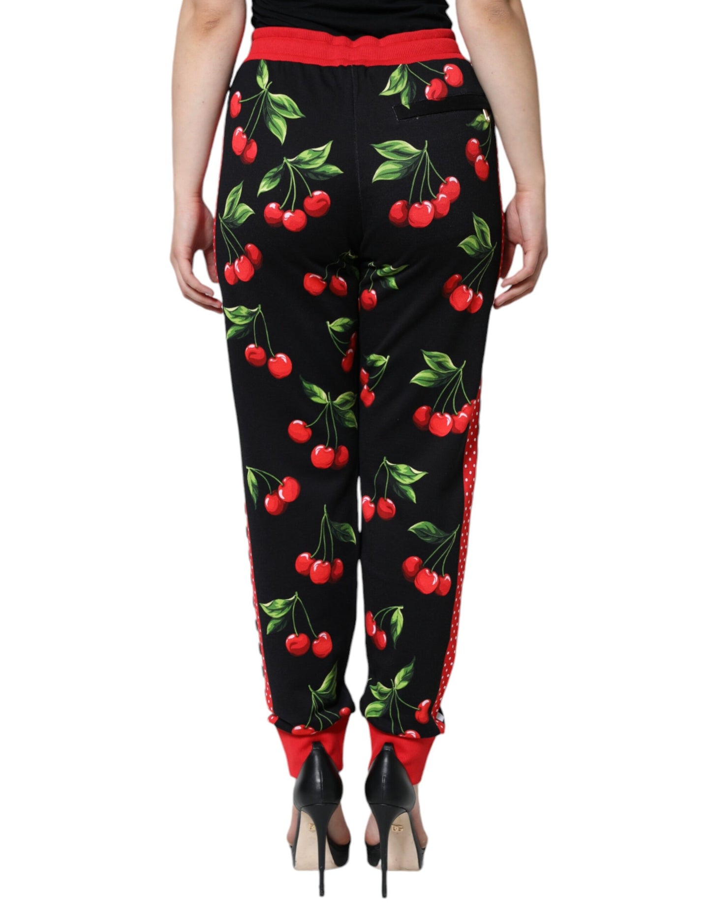 Pantalon de jogging taille moyenne Dolce &amp; Gabbana noir rouge cerise