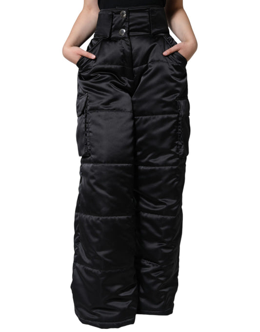 Pantalon bootcut matelassé noir taille haute Dolce &amp; Gabbana pour femme