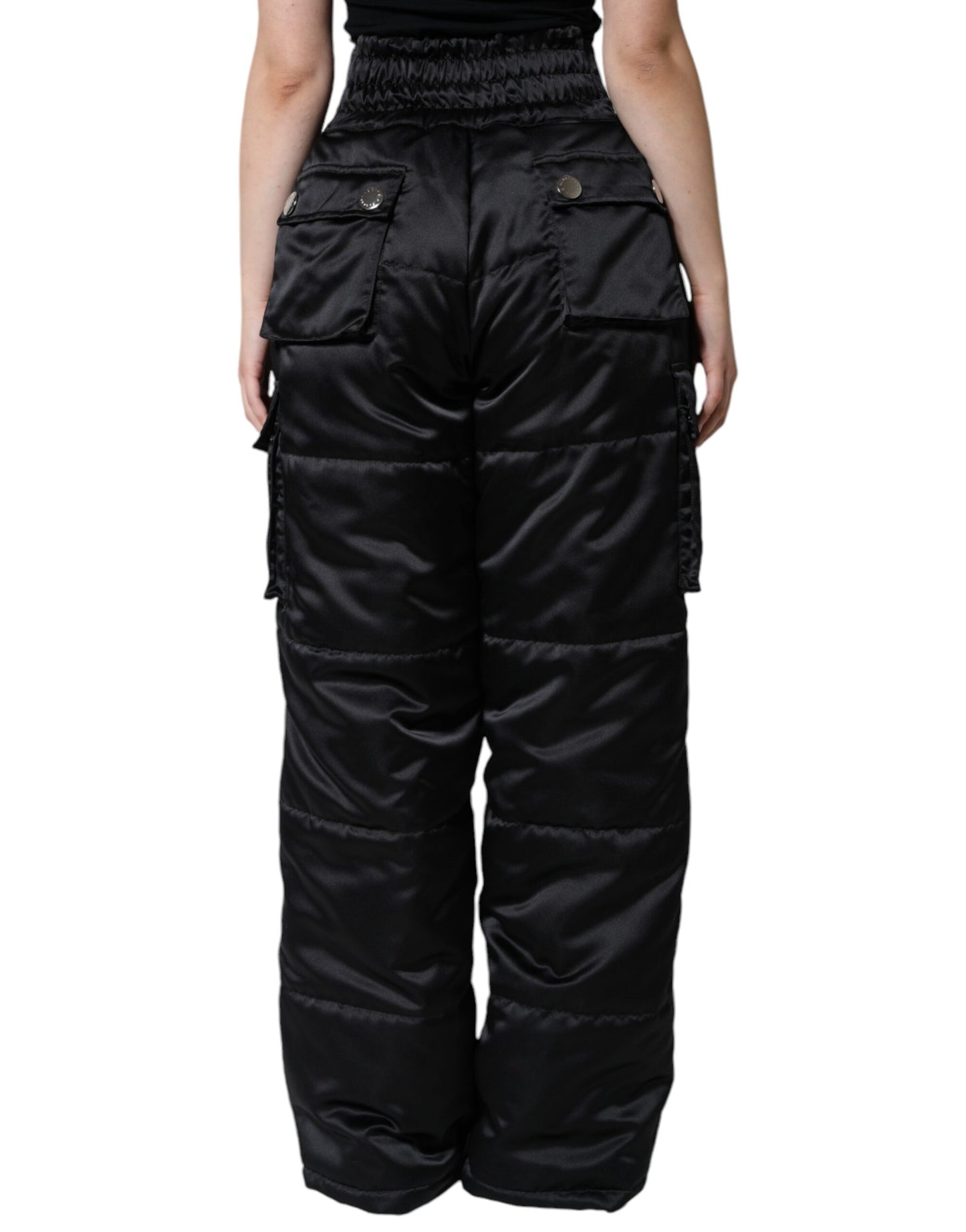 Pantalon bootcut matelassé noir taille haute Dolce &amp; Gabbana pour femme