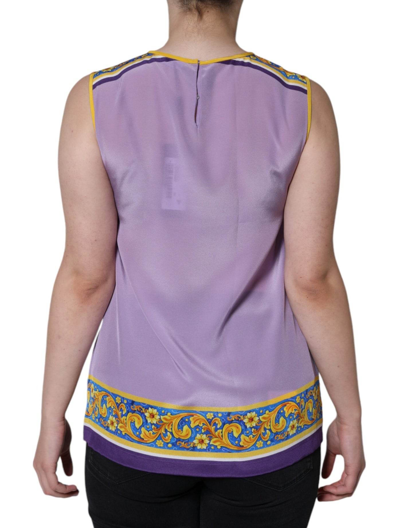 Dolce &amp; Gabbana Débardeur imprimé Caponata Siciliana en soie violette