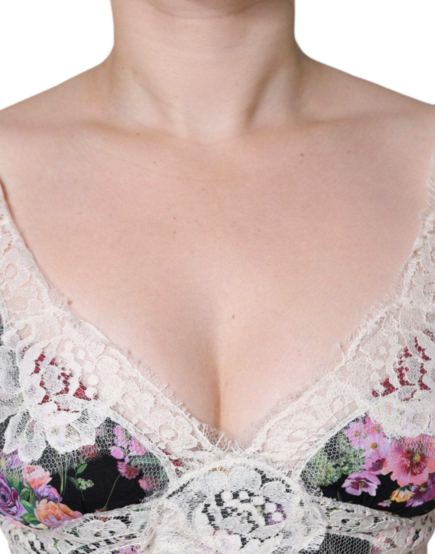 Chemisier à manches courtes en dentelle florale noire Dolce &amp; Gabbana