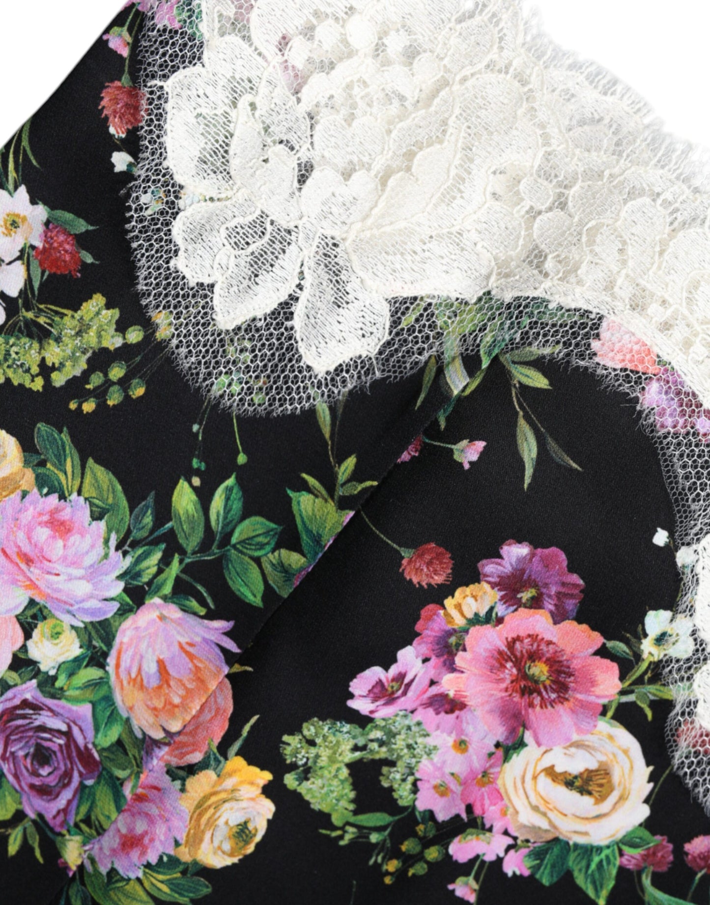 Chemisier à manches courtes en dentelle florale noire Dolce &amp; Gabbana