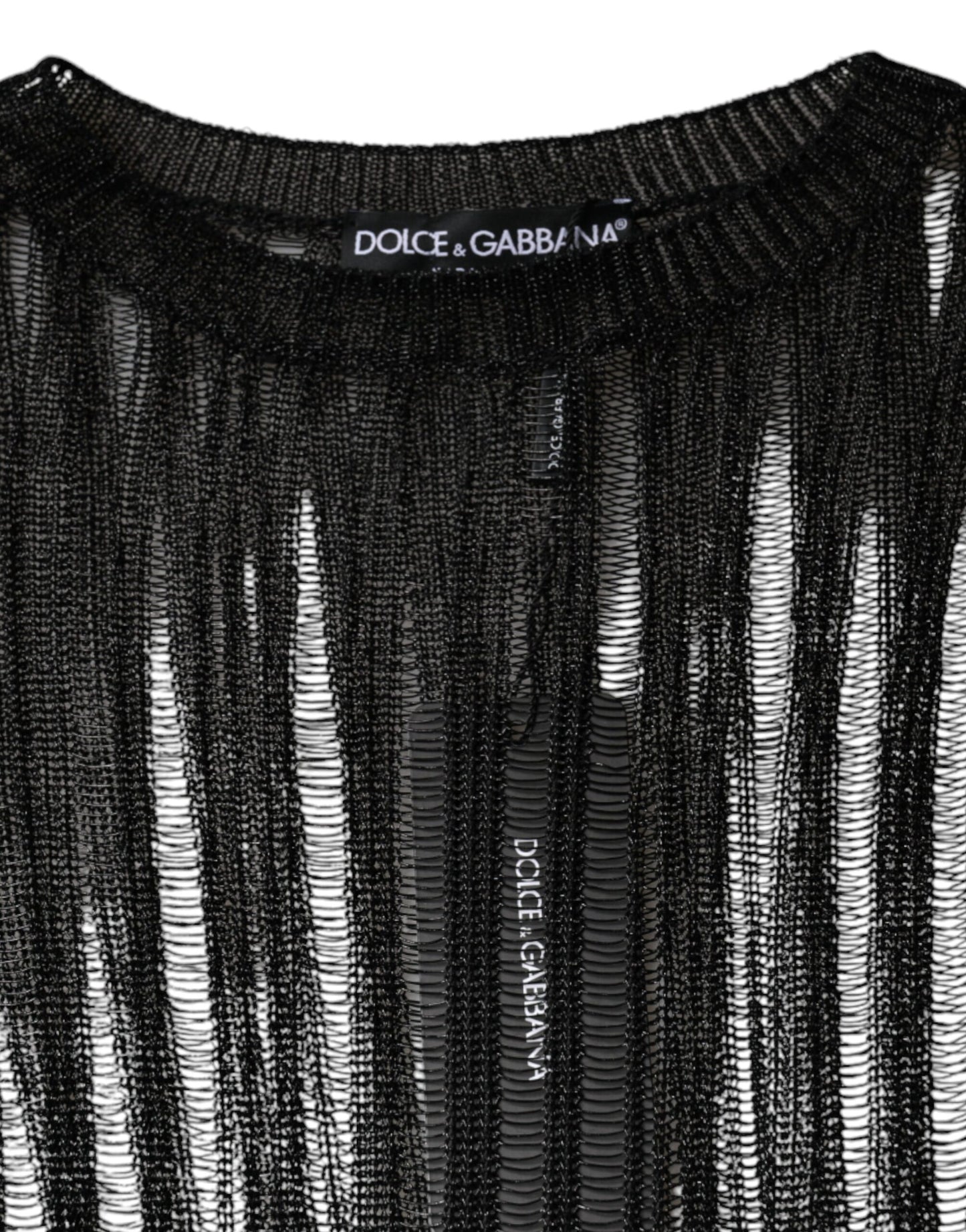 Dolce &amp; Gabbana Haut transparent à manches longues et rayures noires