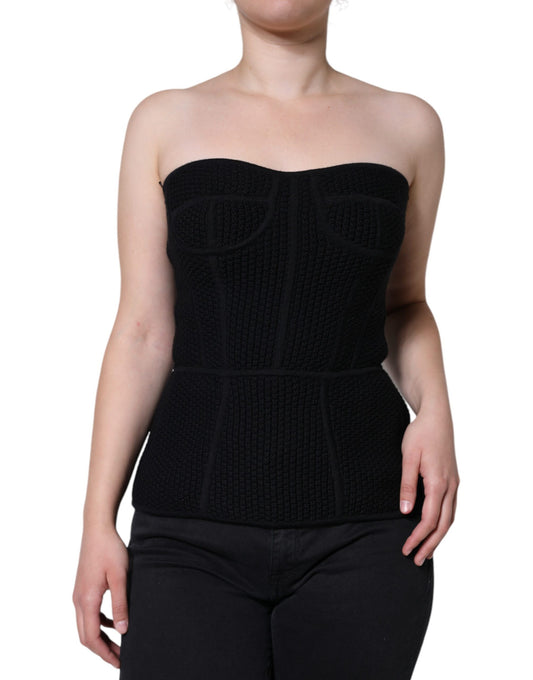 Dolce &amp; Gabbana Haut bustier noir sans manches style corset