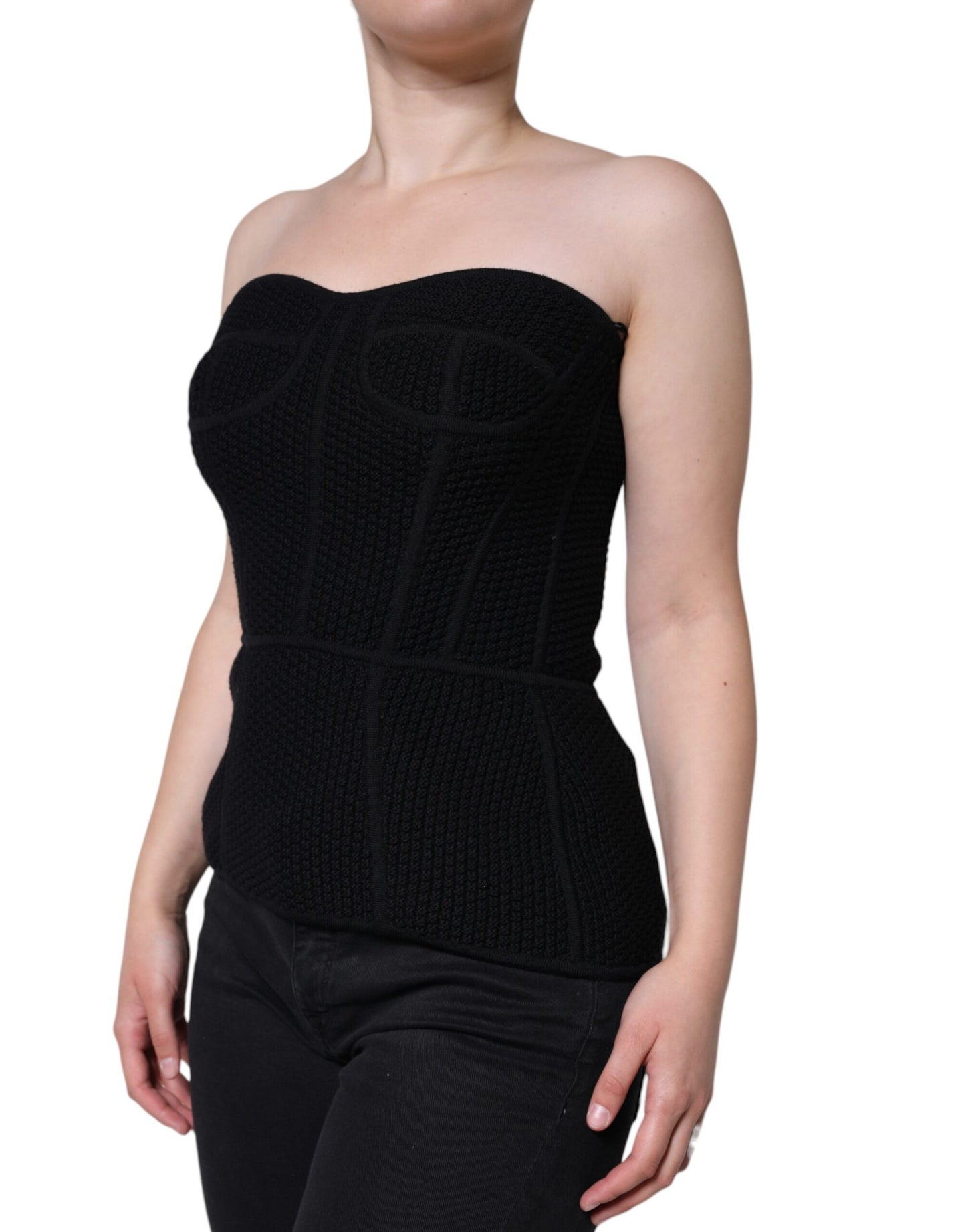 Dolce &amp; Gabbana Haut bustier noir sans manches style corset