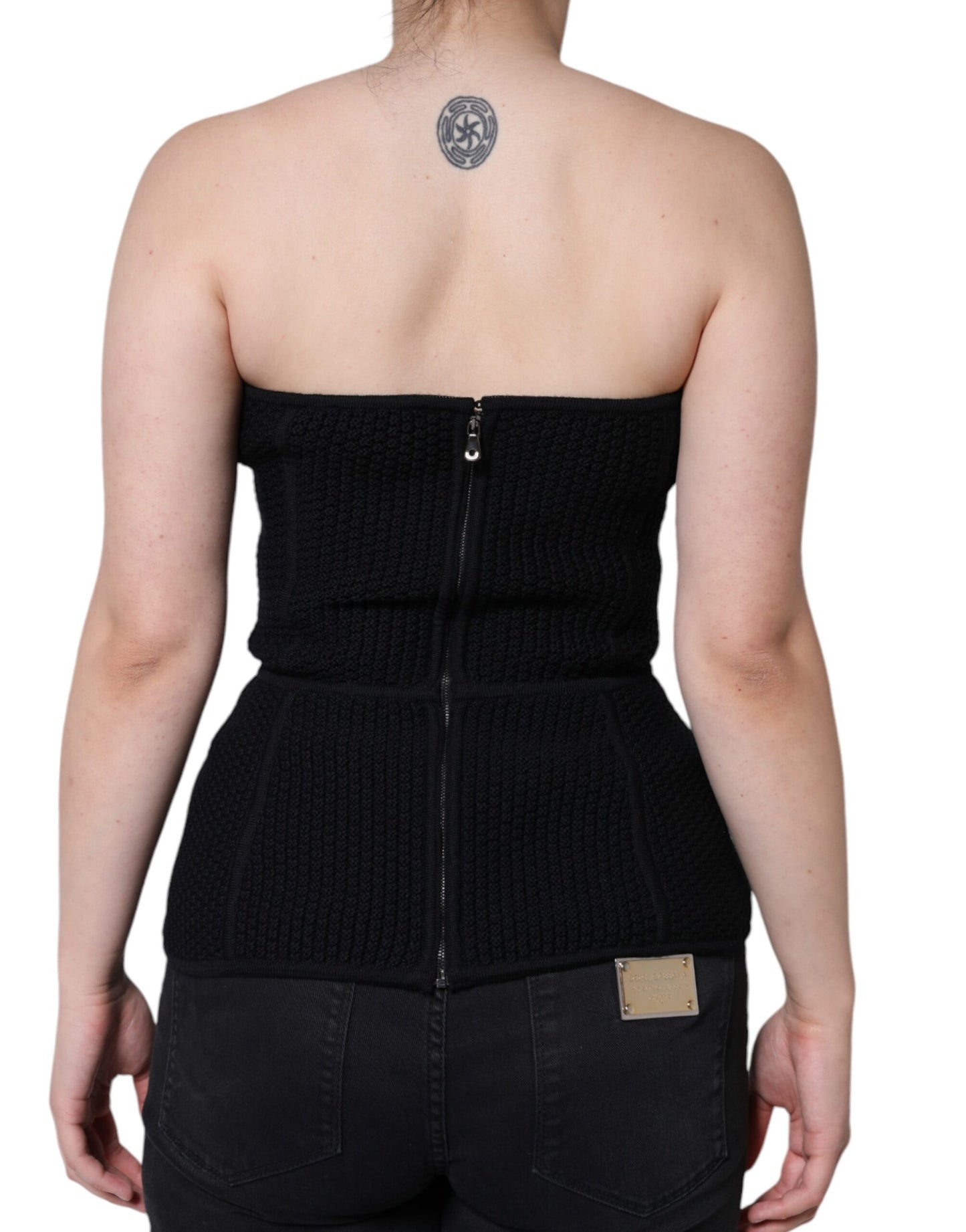 Dolce &amp; Gabbana Haut bustier noir sans manches style corset