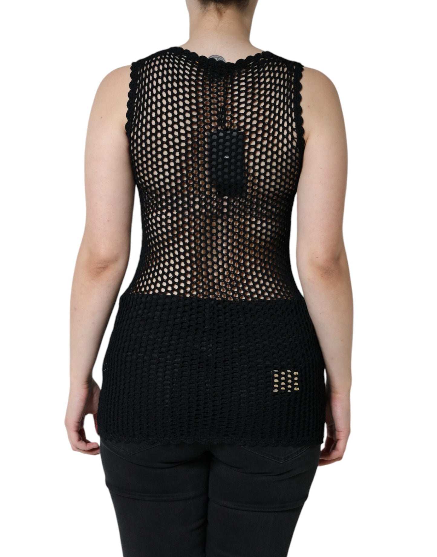 Débardeur sans manches transparent en maille noire Dolce &amp; Gabbana