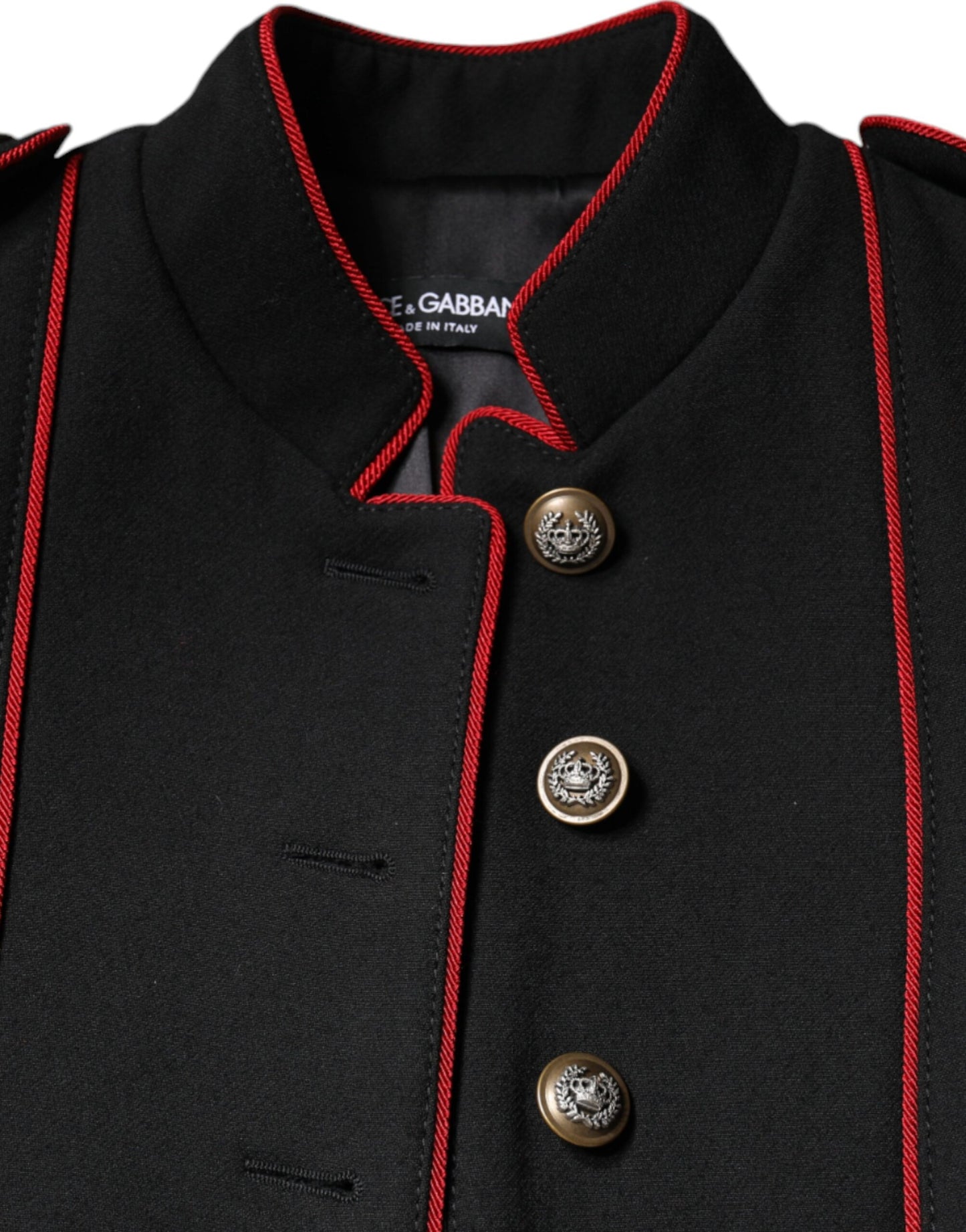 Trench-coat noir à boutonnage simple Dolce &amp; Gabbana