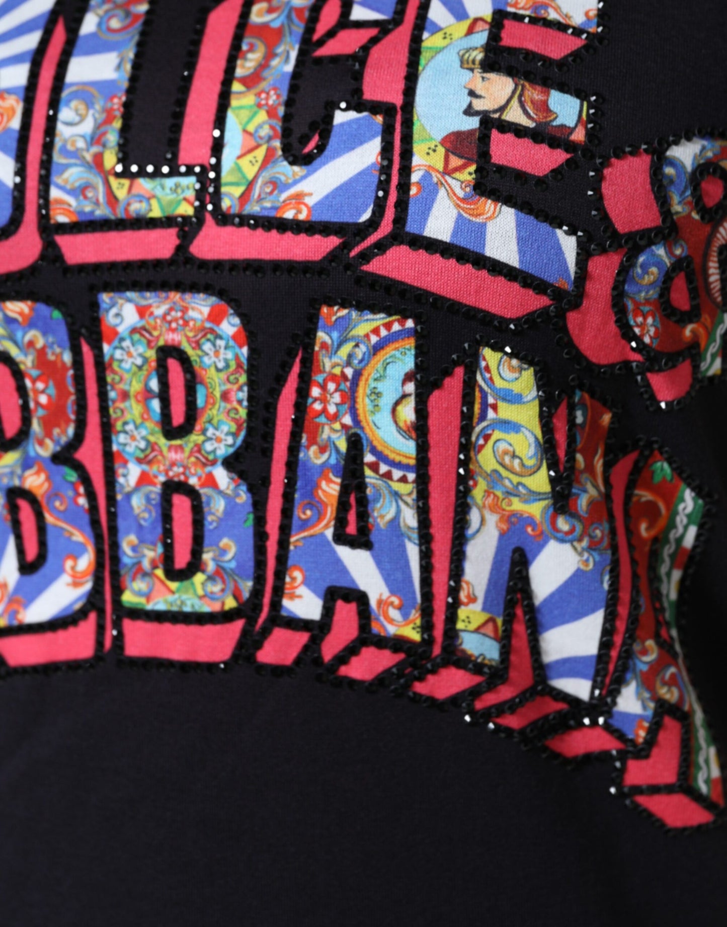 T-shirt col rond en coton noir avec logo imprimé Dolce &amp; Gabbana