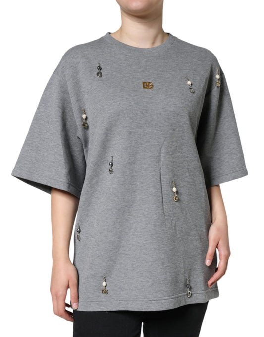 T-shirt Dolce &amp; Gabbana en coton mélangé gris orné