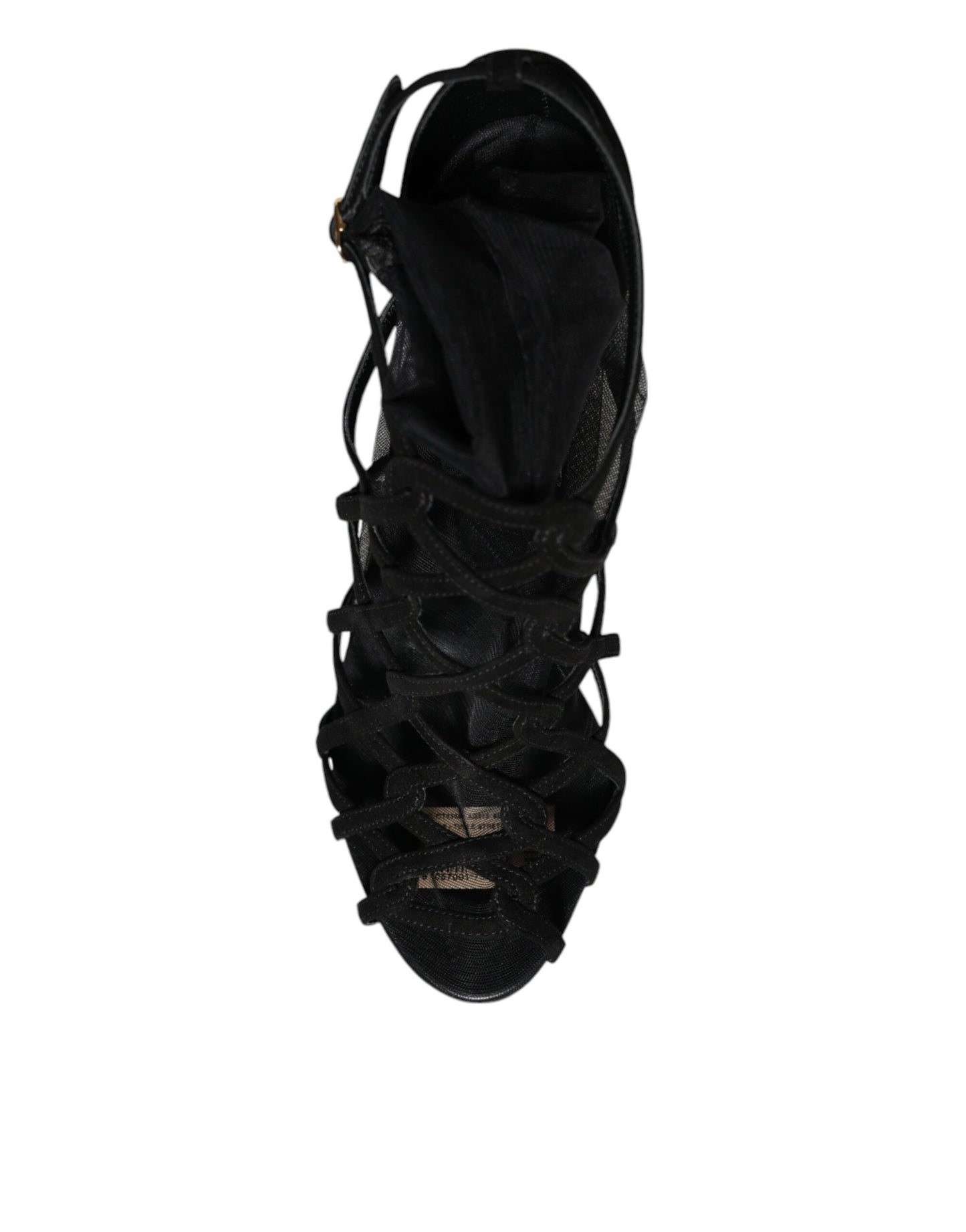 Sandales à talons extensibles en tulle noir Dolce &amp; Gabbana