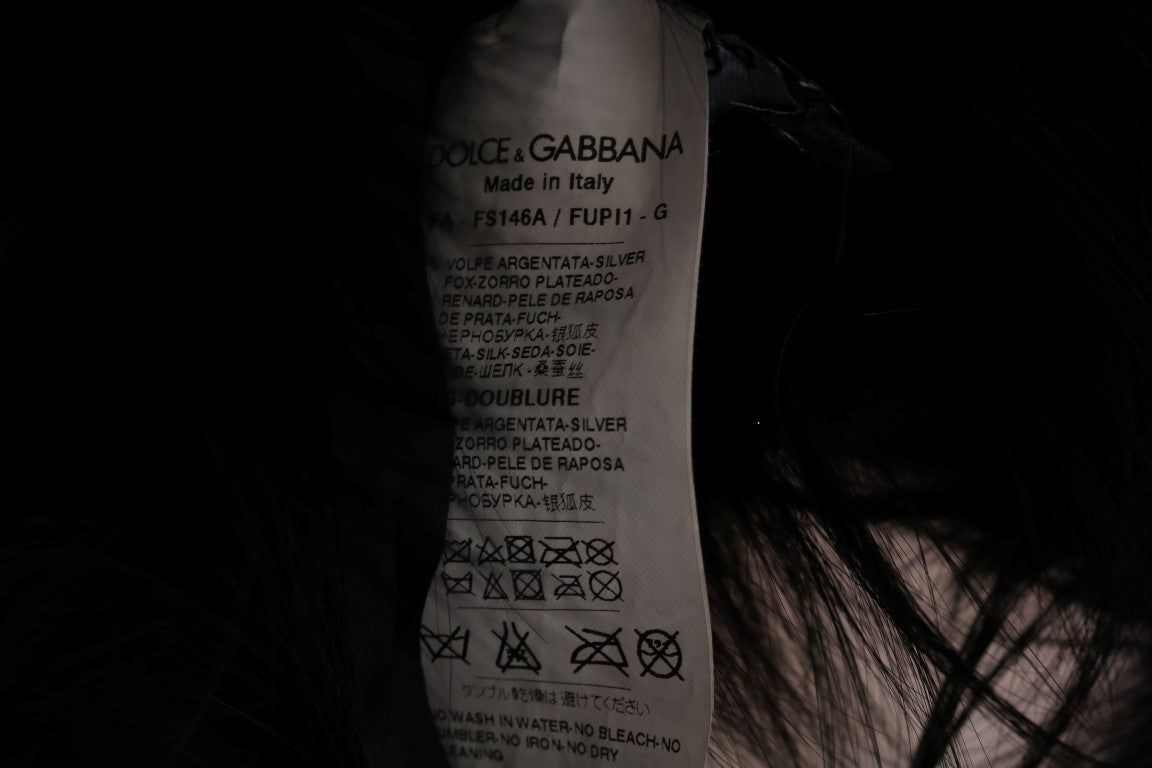 Écharpe en fourrure de renard argenté noir Dolce &amp; Gabbana