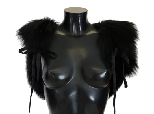 Écharpe en fourrure de renard argenté noir Dolce &amp; Gabbana