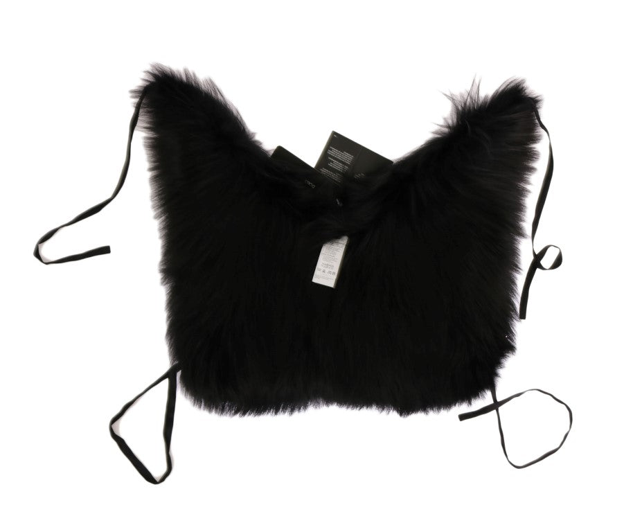 Écharpe en fourrure de renard argenté noir Dolce &amp; Gabbana