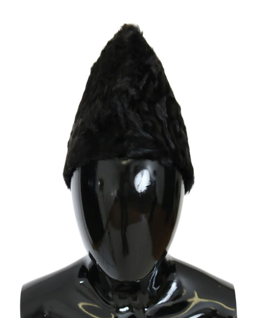 Bonnet en fourrure d'agneau Xiangao noir Dolce &amp; Gabbana
