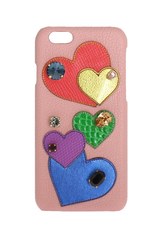 Étui de téléphone en cuir rose Dolce &amp; Gabbana avec cœur en cristal